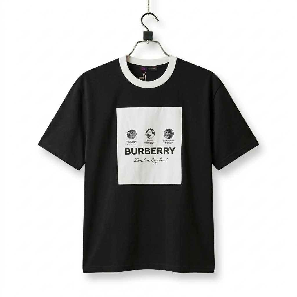 Burberry Globe Graphic Ringer T-Shirt (Black)