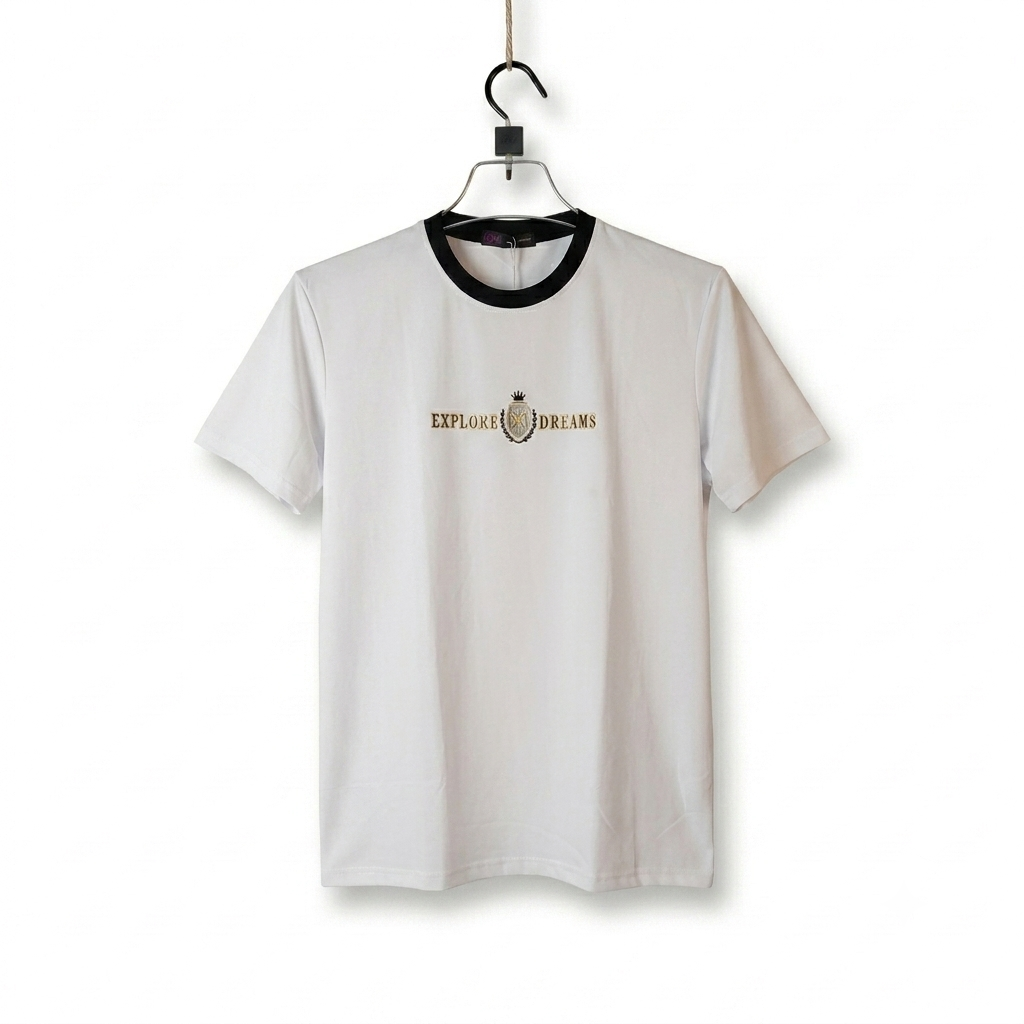Explore Dreams Gold Crest Ringer T-Shirt (White)