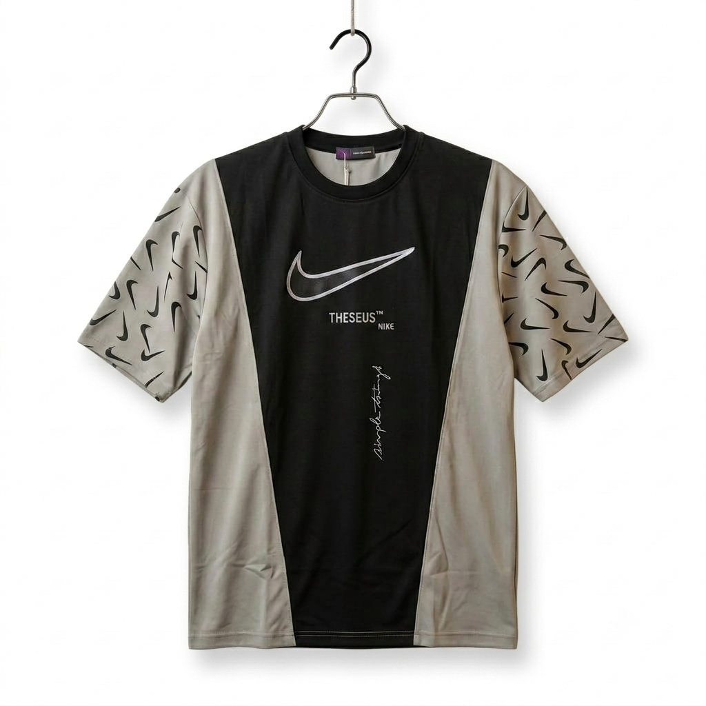 Nike Theseus Graphic Colorblock T-Shirt (Black/Taupe)