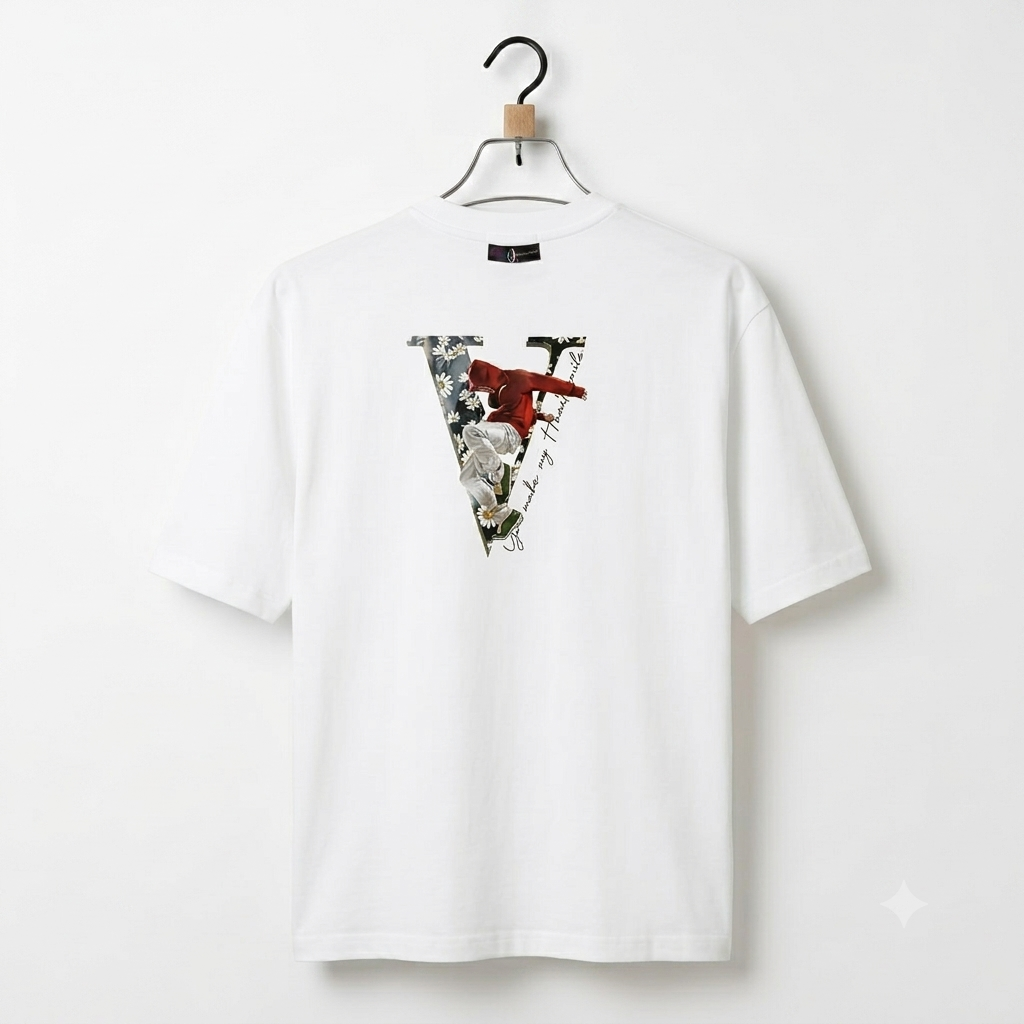 VLONE Floral Skate Graphic Back-Print T-Shirt (White)
