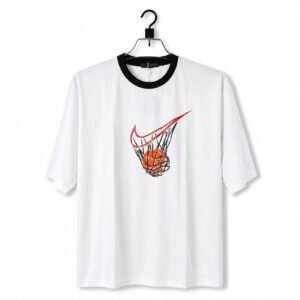 GM Basketball Hoop Graphic Contrast-Rib T-Shirt