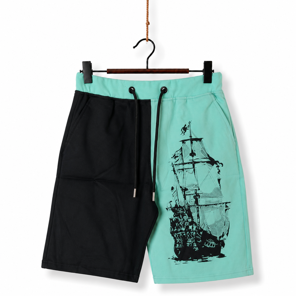 GM Voyager Split-Panel Fleece Shorts – Mint & Black