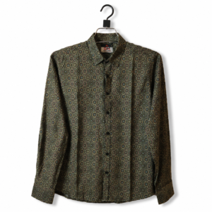 Olive Green Geometric Mandala Print Shirt