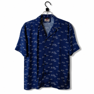 Shark Print Camp Drop Shoulder Shirt